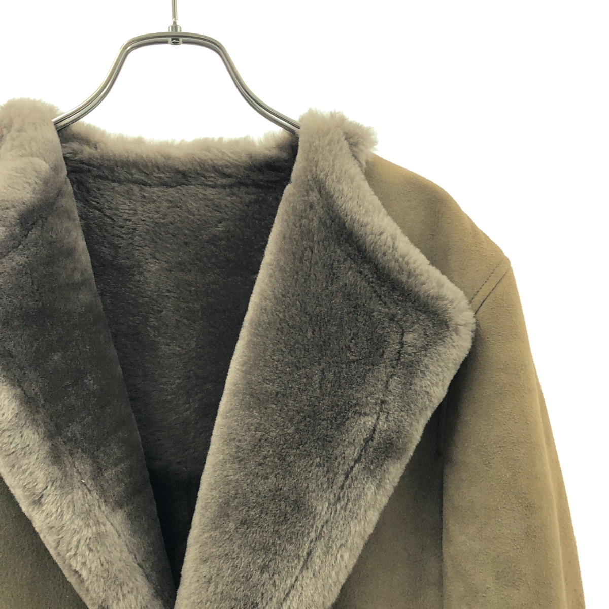 EMMETI / エンメティ ムートン レザー ファー ノーカラー ジャケット