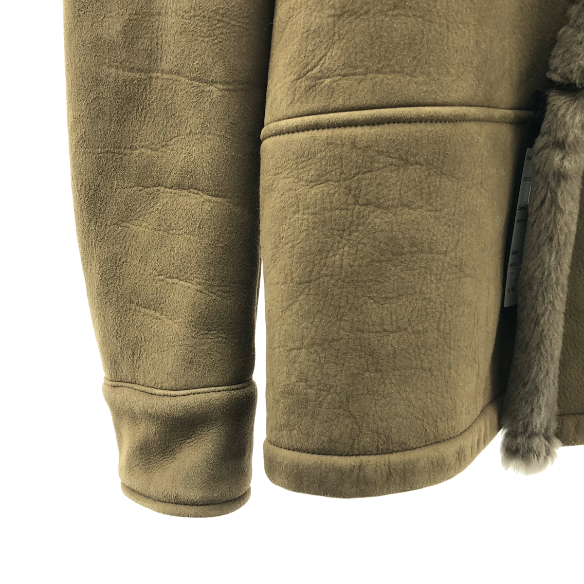 EMMETI / エンメティ ムートン レザー ファー ノーカラー ジャケット