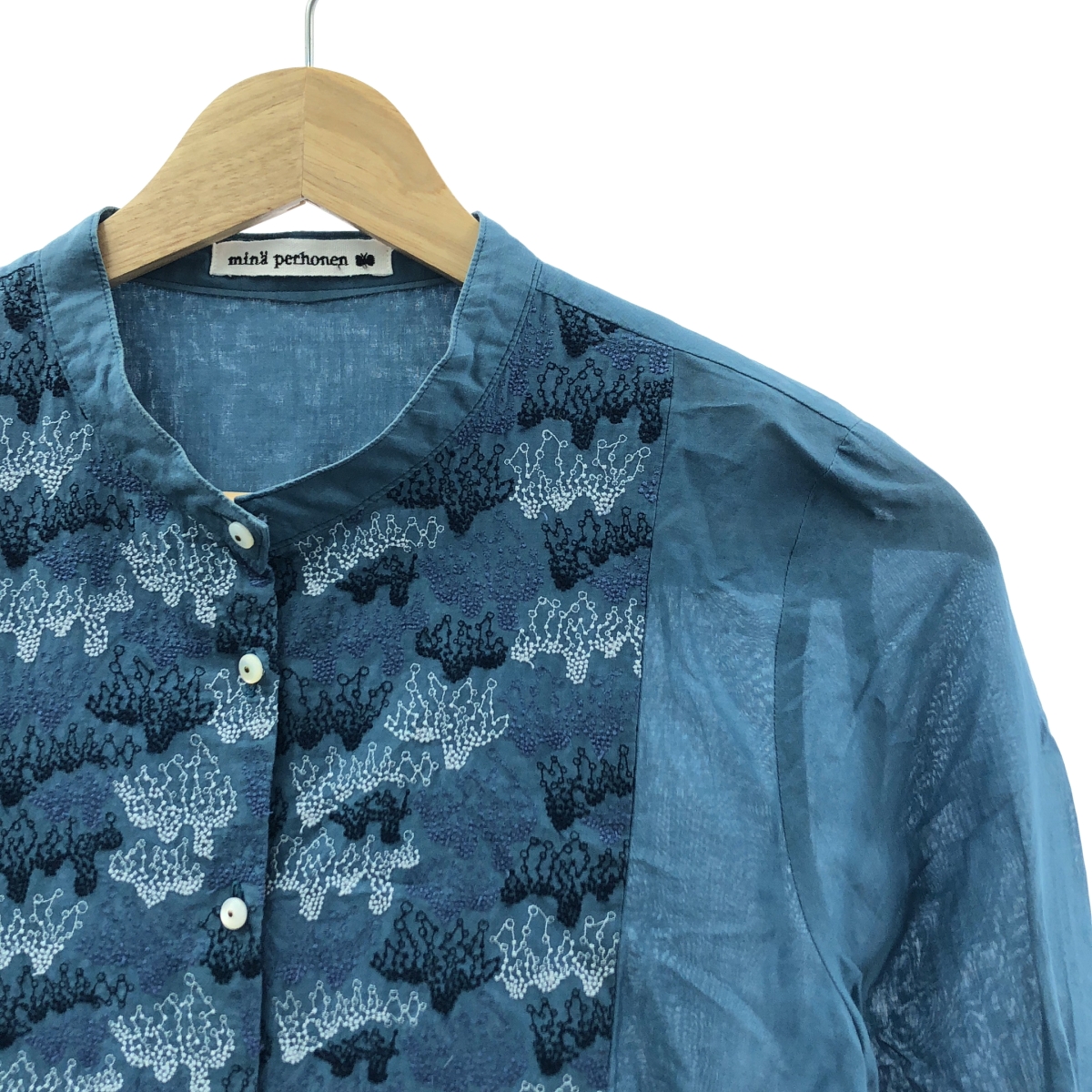 mina perhonen / ミナペルホネン trickle / エンブロイダリー ギャザー シャツ ブラウス
