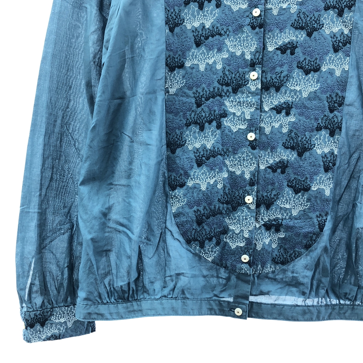 mina perhonen / ミナペルホネン trickle / エンブロイダリー ギャザー シャツ ブラウス