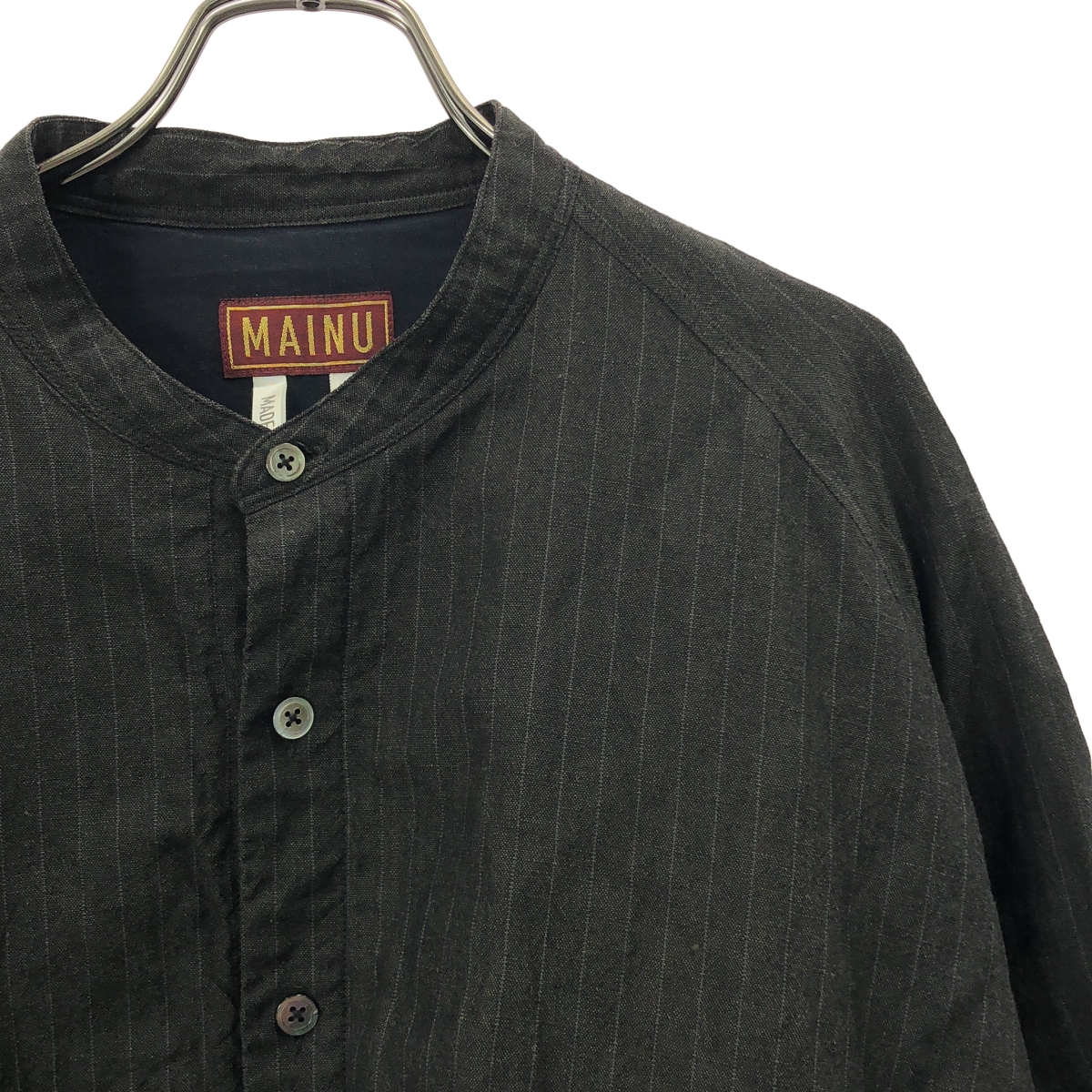 MAINU / マイヌ ストライプ バンドカラー シャツ ジャケット