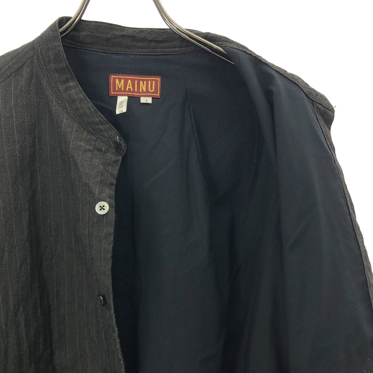 MAINU / マイヌ ストライプ バンドカラー シャツ ジャケット