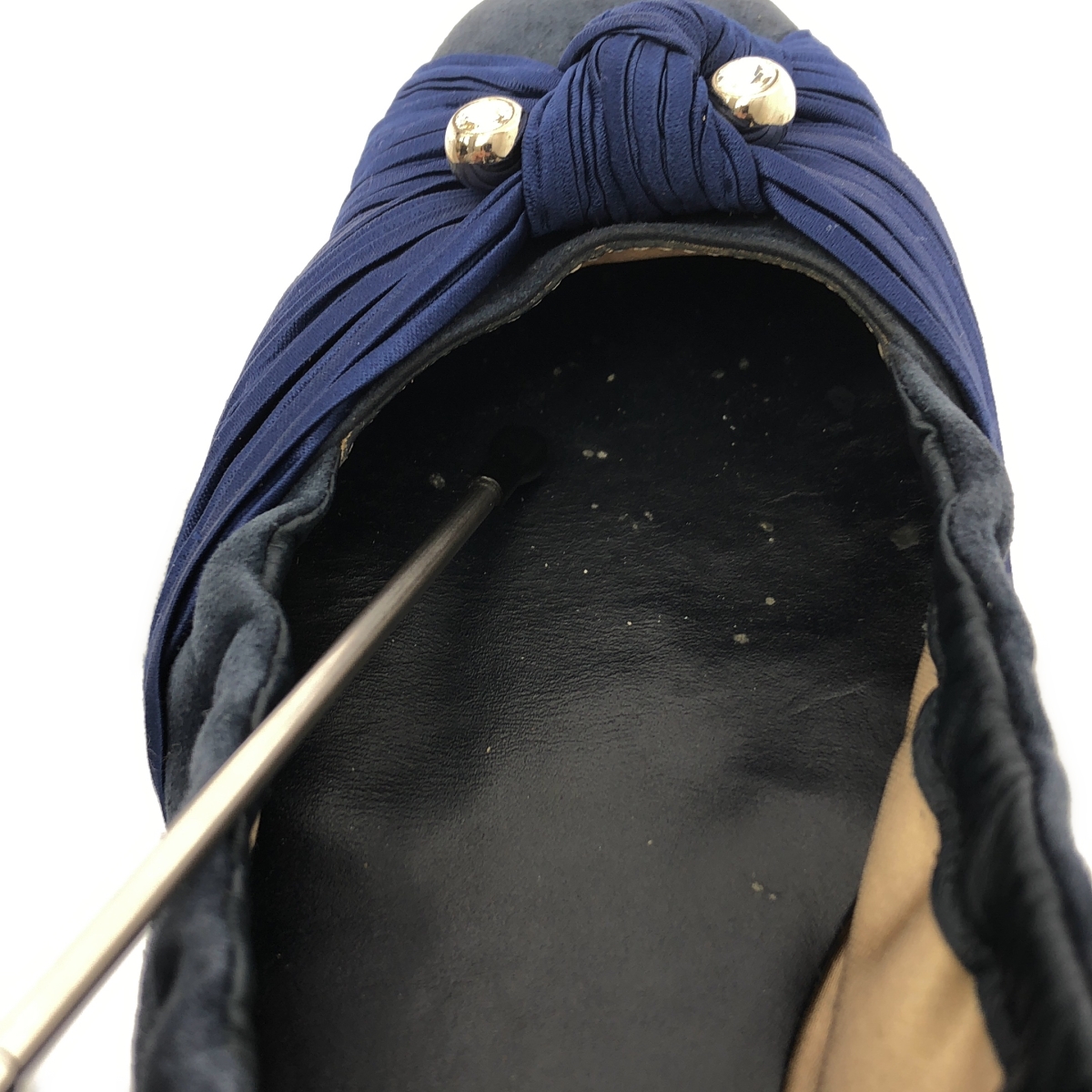 TOD'S / トッズ スエード レザー ビジュー装飾 リボン ワンポイントロゴ バレエシューズ