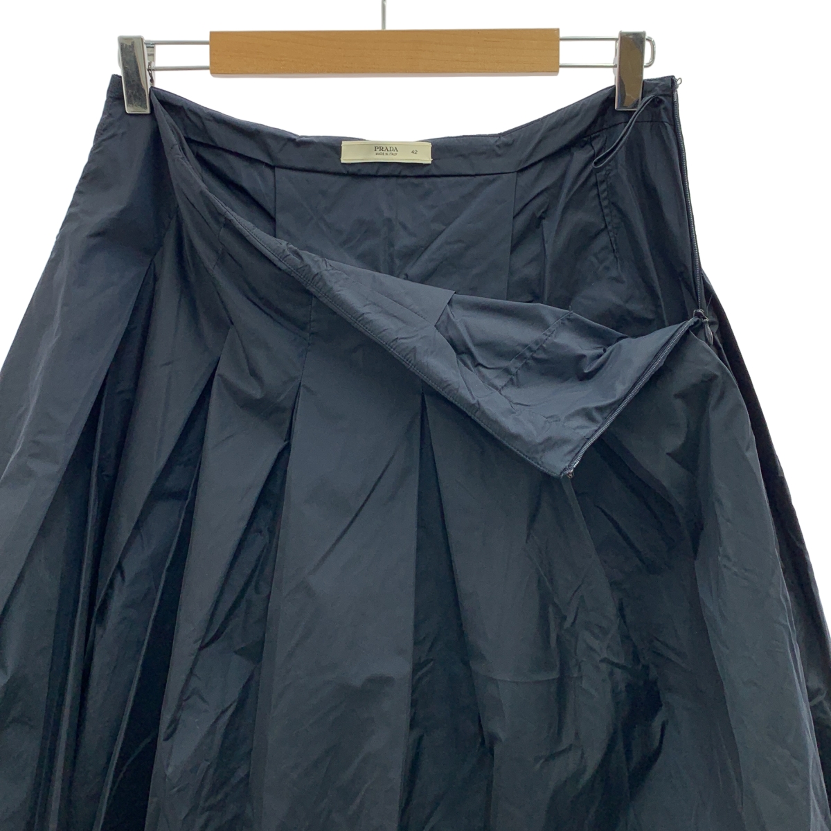 PRADA / プラダ サイドジップ ボリューム スカート / 裏地付き