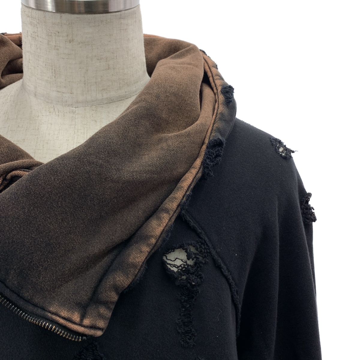 その他 SLANT ZIP DAMAGED PARKA / 染め加工 デストロイ スウェット フーディ