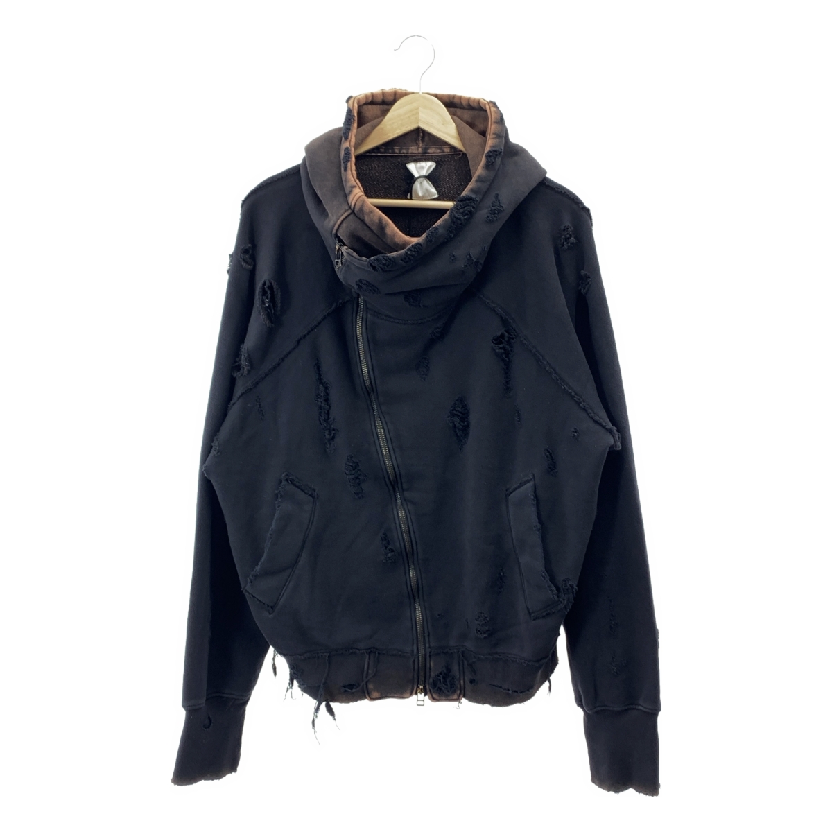 その他 SLANT ZIP DAMAGED PARKA / 染め加工 デストロイ スウェット フーディ