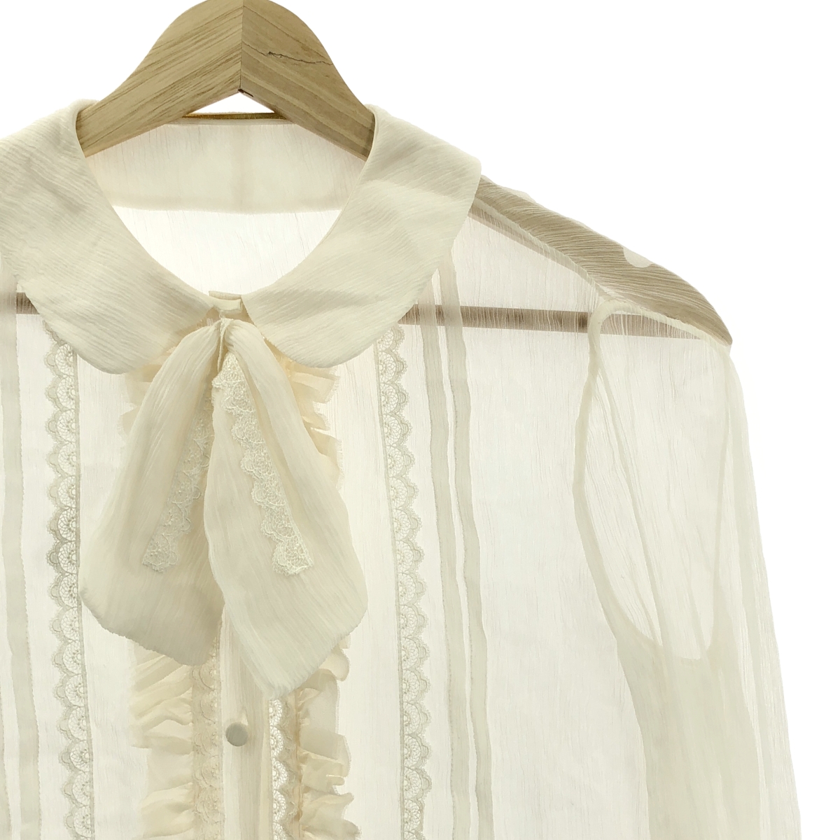 SAINT LAURENT / サンローラン シルク フリル シアー シャツ ブラウス