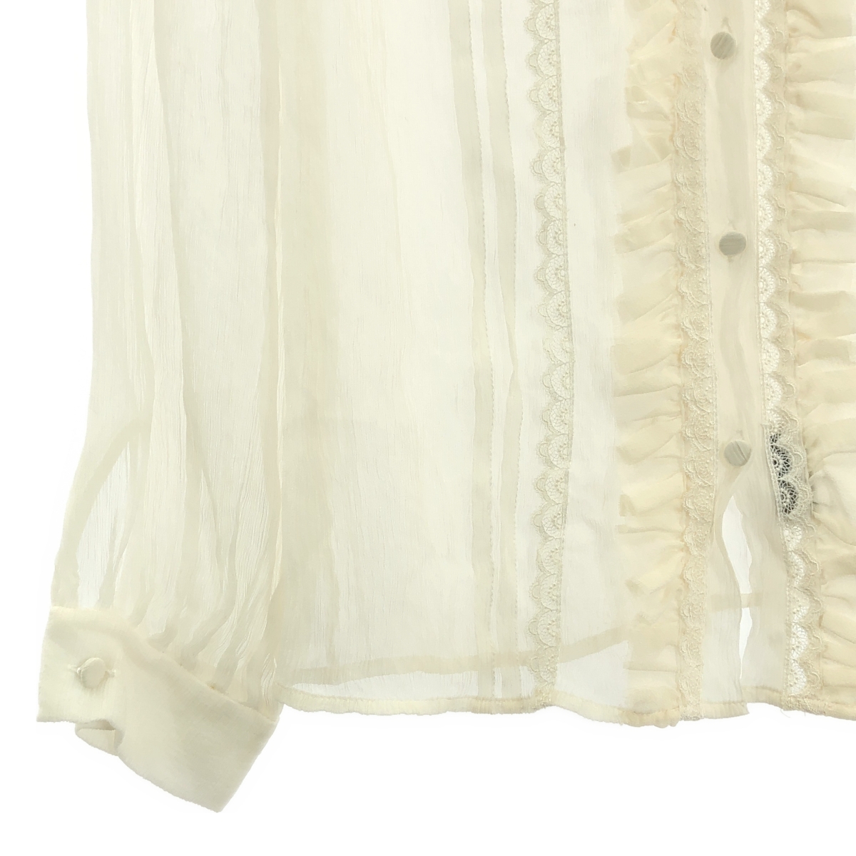 SAINT LAURENT / サンローラン シルク フリル シアー シャツ ブラウス