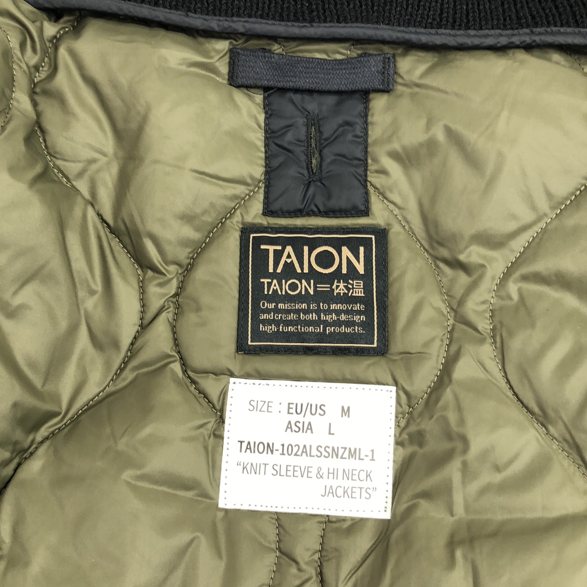 TAION / タイオン ニットスリーブ キルティング ナイロン ダウンジャケット