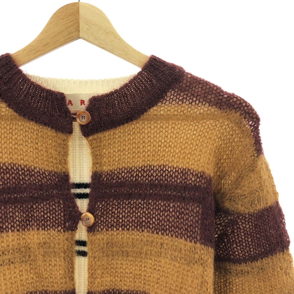 MARNI / マルニ モヘヤ切替 ボーダー ウールニット カーディガン