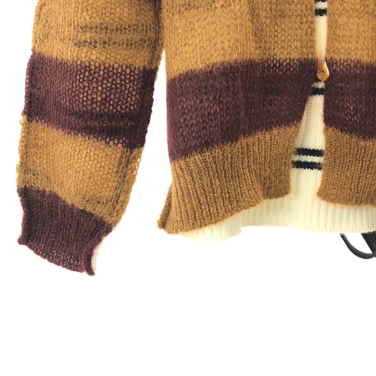 MARNI / マルニ モヘヤ切替 ボーダー ウールニット カーディガン