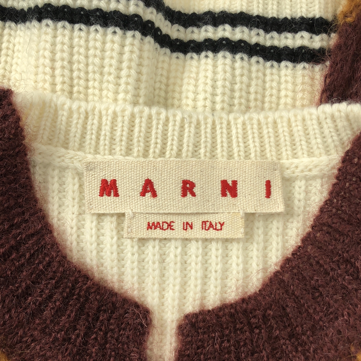 MARNI / マルニ モヘヤ切替 ボーダー ウールニット カーディガン