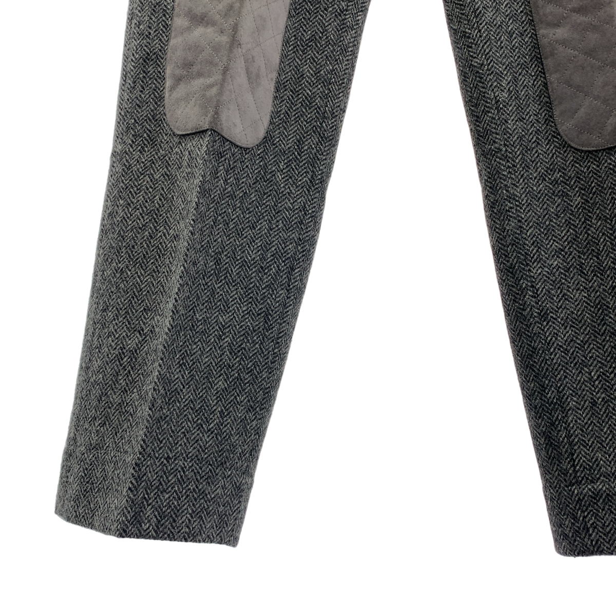 THOM BROWNE / トムブラウン ウール ヘリンボーンツイード レザーニーパッチ スラックス