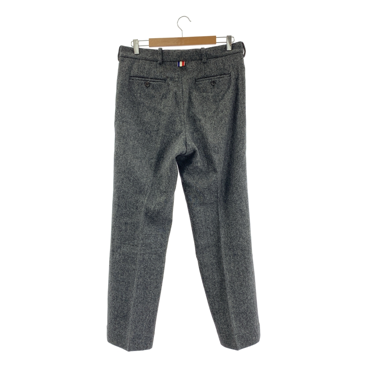 THOM BROWNE / トムブラウン ウール ヘリンボーンツイード レザーニーパッチ スラックス