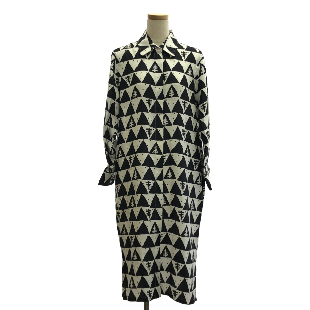 Max Mara / マックスマーラ シルク 総柄 シャツ ロング ワンピース