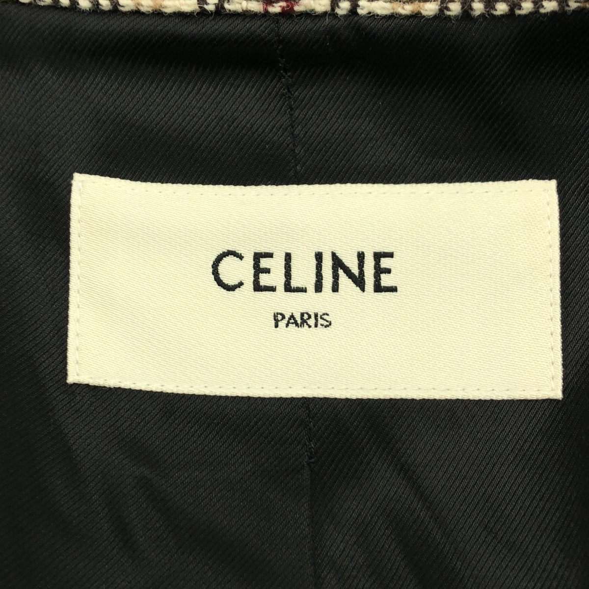 CELINE / セリーヌ ウール ベルテッド ロゴボタン フライフロント コート / 総裏地