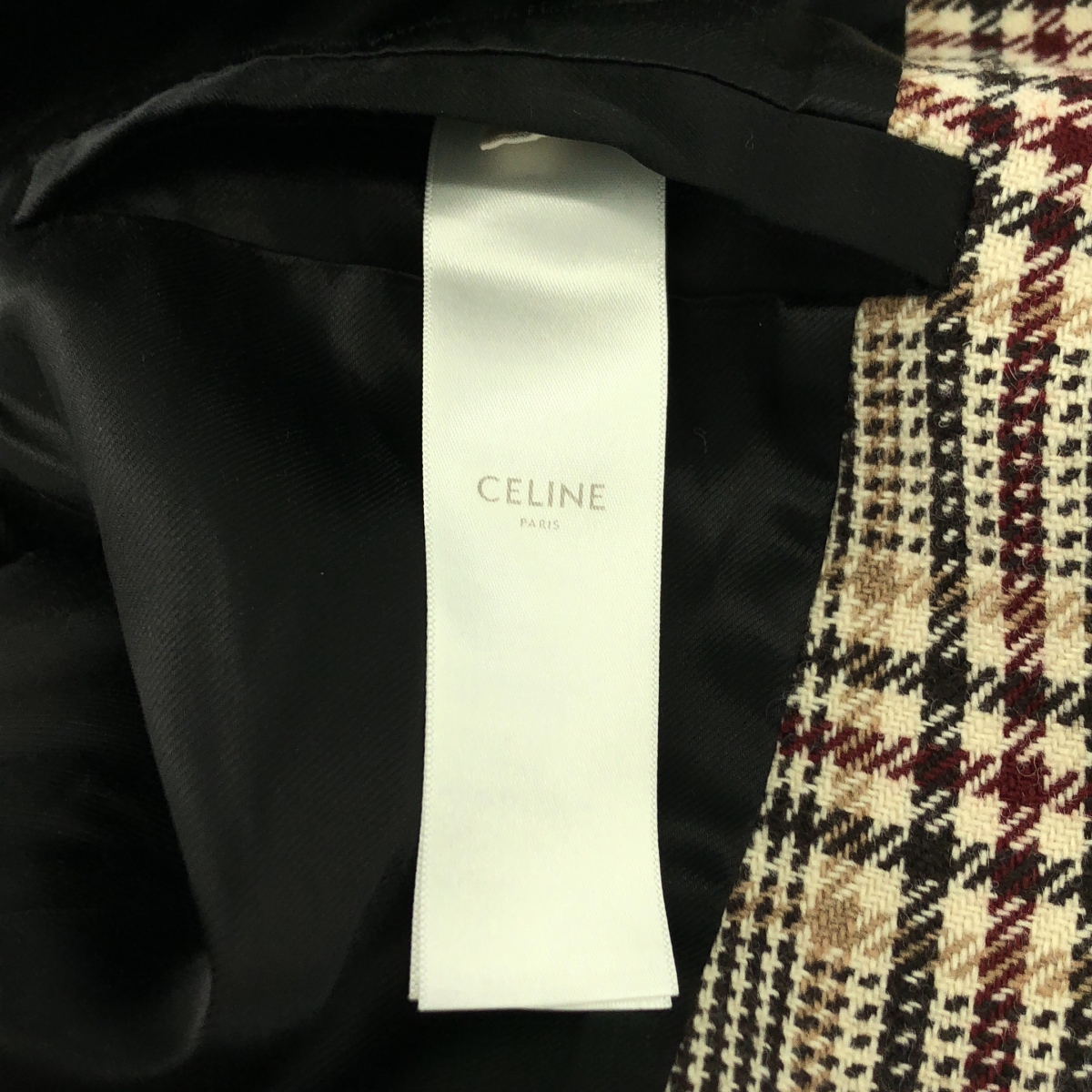 CELINE / セリーヌ ウール ベルテッド ロゴボタン フライフロント コート / 総裏地