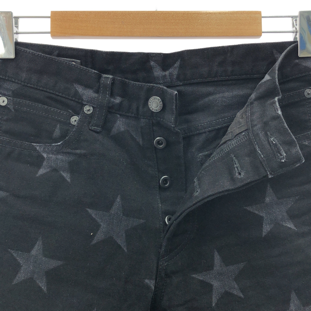 TAKAHIROMIYASHITA The Soloist / タカヒロミヤシタザソロイスト ×MINEDENIM マインデニム / スタープリント ブラックデニムパンツ