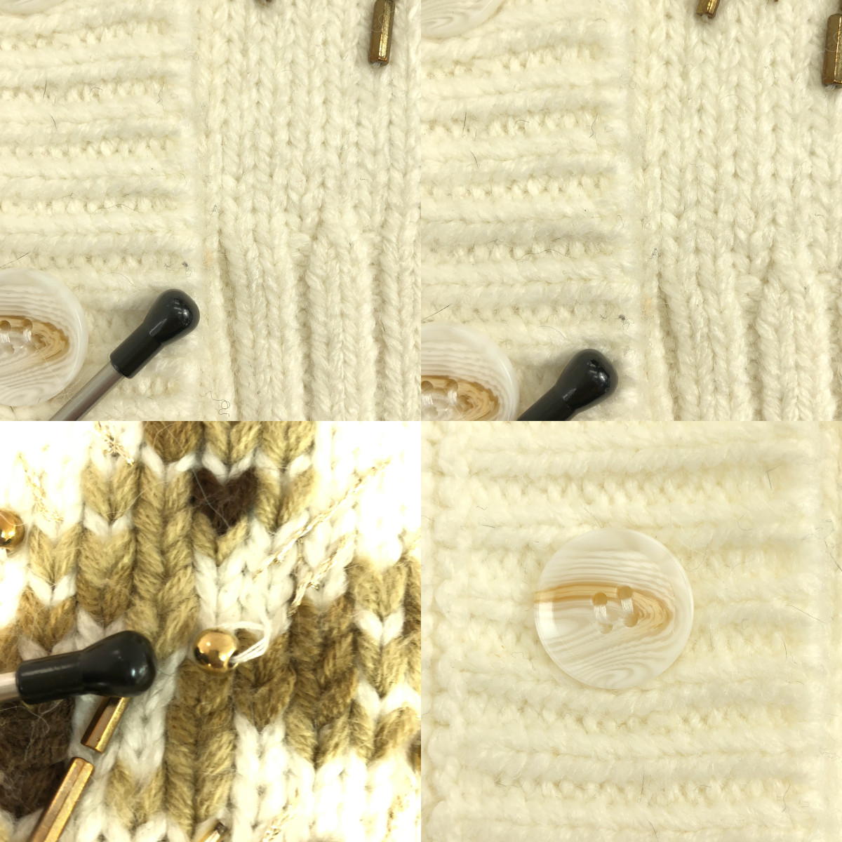 SEVEN TEN by MIHO KAWAHITO / セブンテンバイミホカワヒト ウール ビジュー 装飾 ニット カーディガン