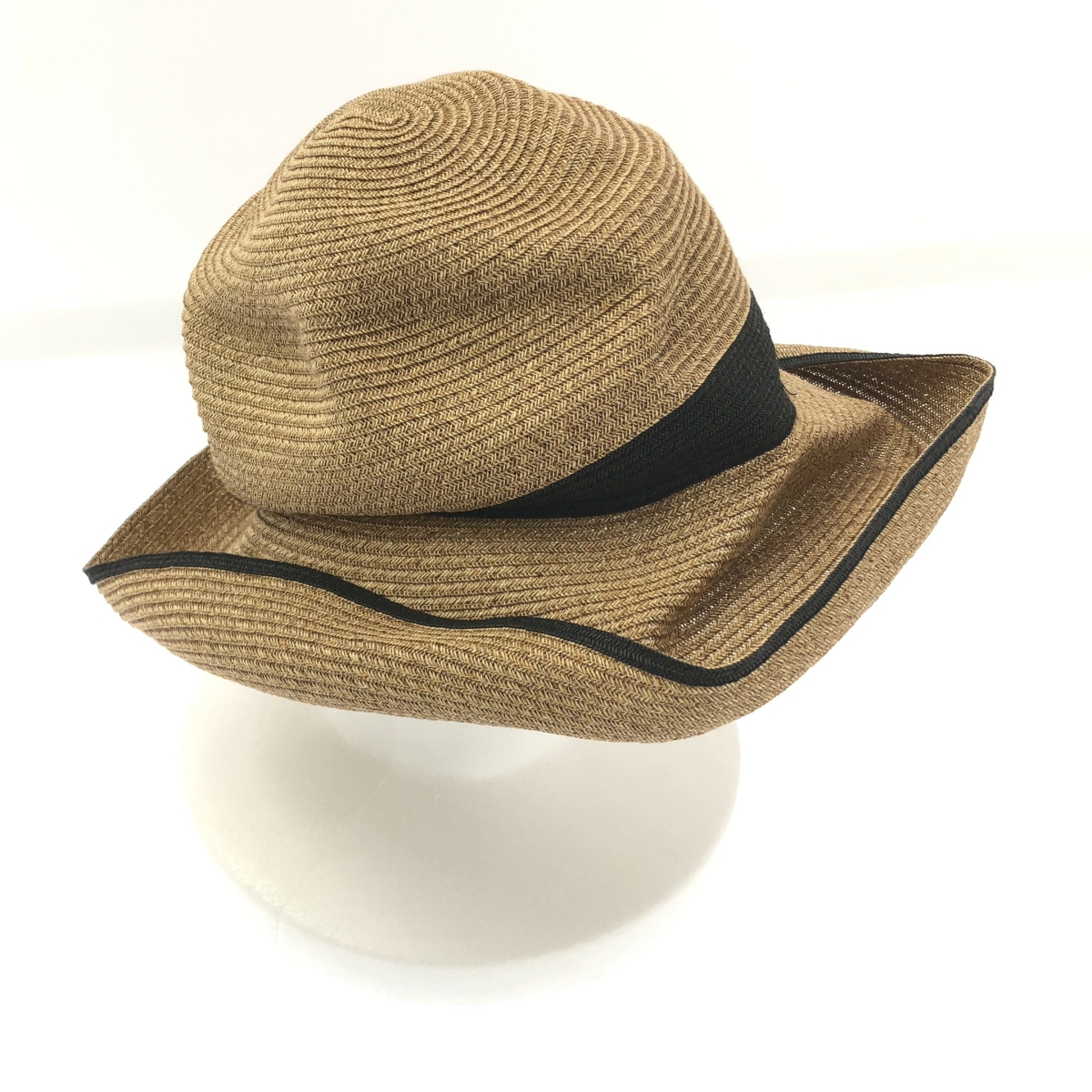 mature ha. / マチュアーハ BOXED HAT 11cm brim switch color line wide ペーパー ハット