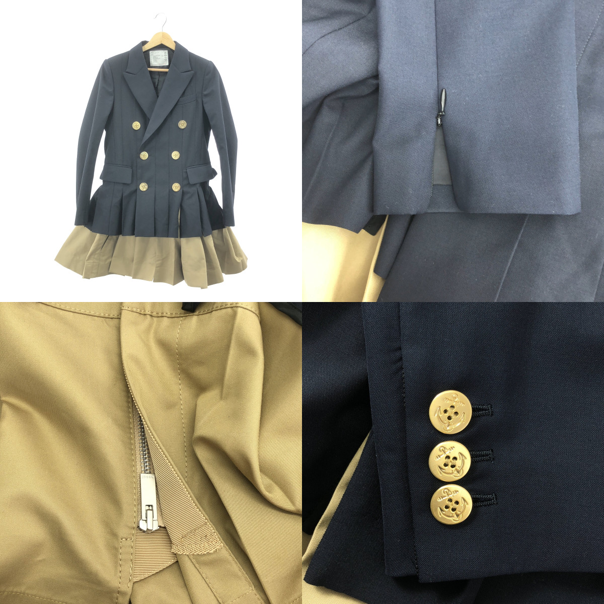 sacai / サカイ Suiting x Cotton Gabardine Jacket / 異素材 ドッキング レイヤード スーチング ジャケット