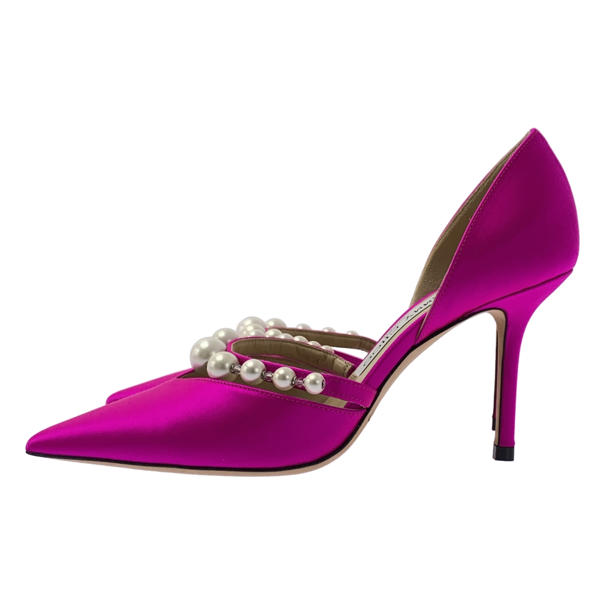 JIMMY CHOO / ジミーチュウ AURELIE 85 SATIN W/PEARLS オーレリー パール付 ポインテッドトゥ サテンパンプス