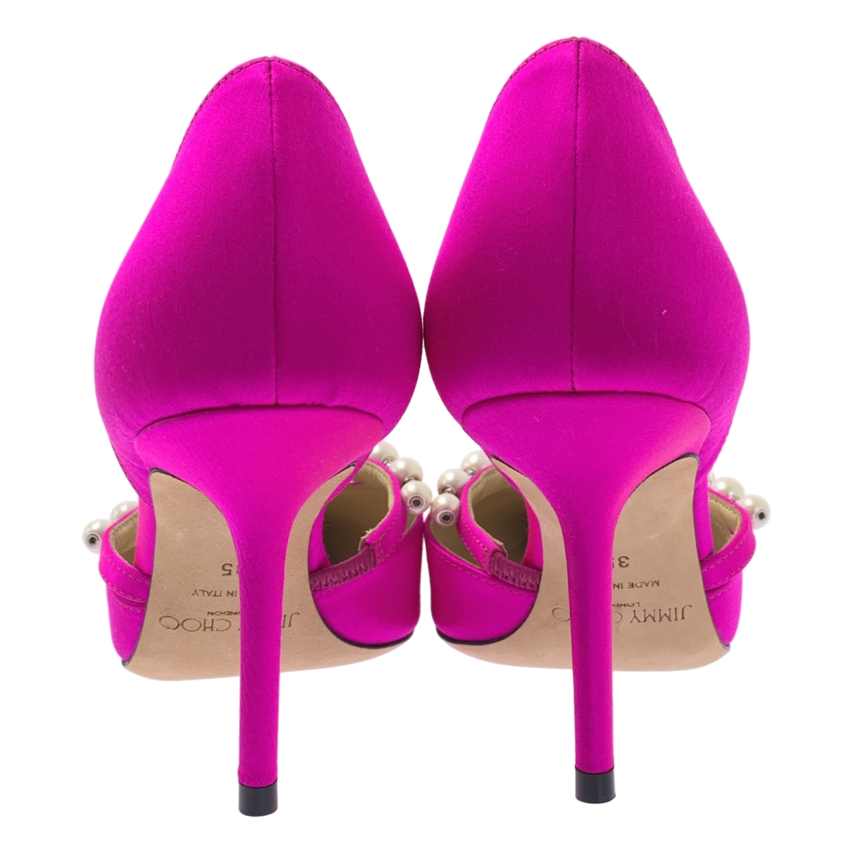 JIMMY CHOO / ジミーチュウ AURELIE 85 SATIN W/PEARLS オーレリー パール付 ポインテッドトゥ サテンパンプス