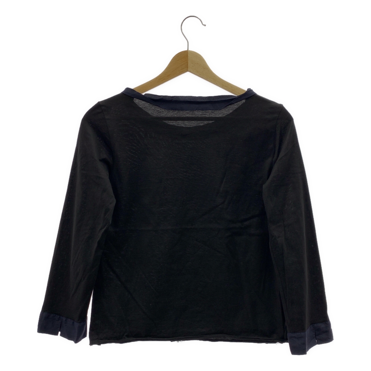 JIL SANDER NAVY / ジルサンダーネイビー シルク切替 ロングスリーブ カットソー