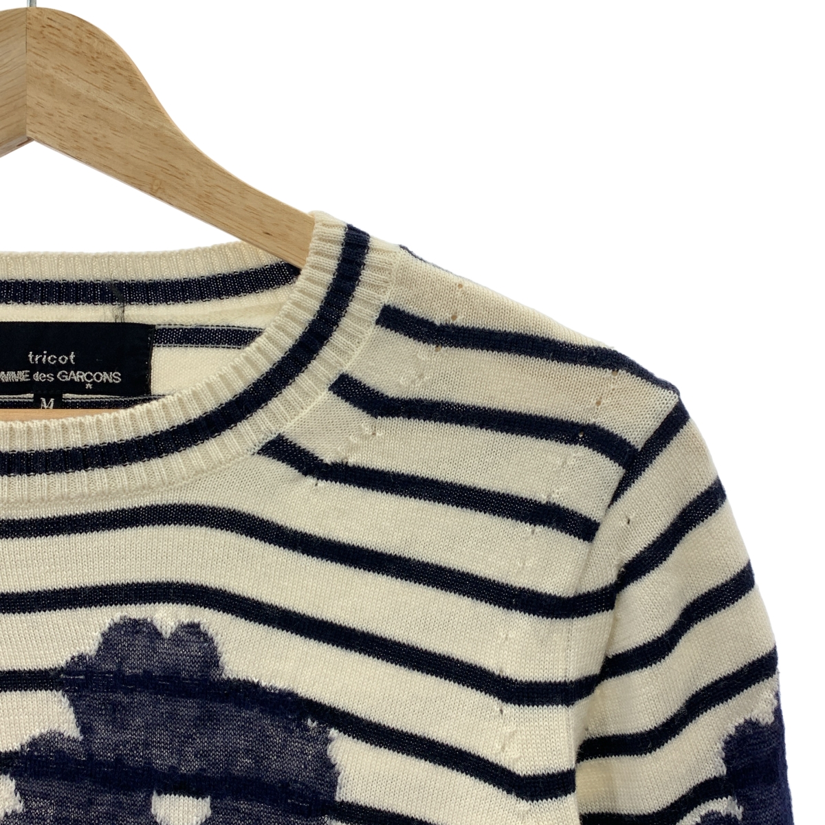 tricot COMME des GARCONS / トリココムデギャルソン ウール フラワー ボーダー クルーネックニット