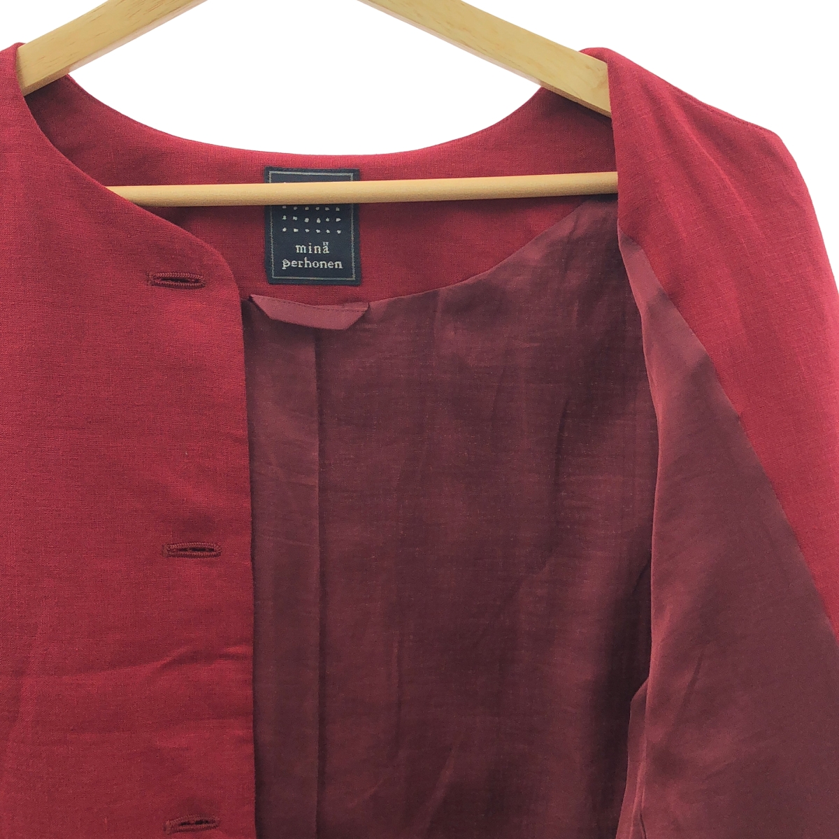 mina perhonen / ミナペルホネン skyful / パンチング レース ノーカーラー コート / 総裏地