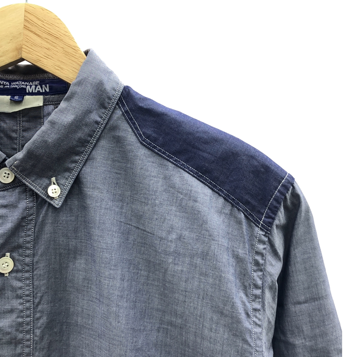 JUNYA WATANABE COMME des GARCONS MAN / ジュンヤワタナベコムデギャルソンマン 異素材切替 コットン ボタンダウンシャツ