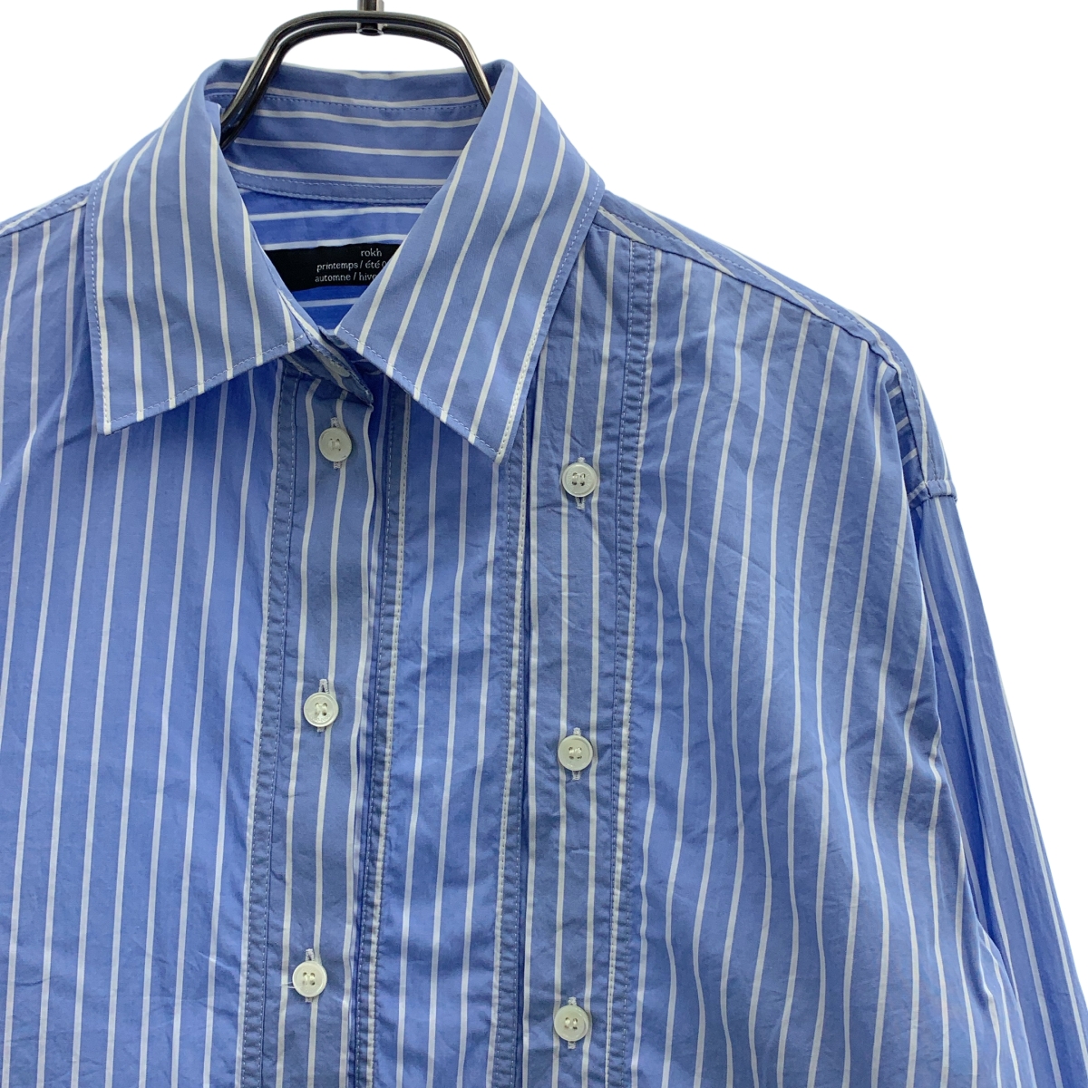 Rokh / ロック コットンストライプ アシンメトリー シャツ