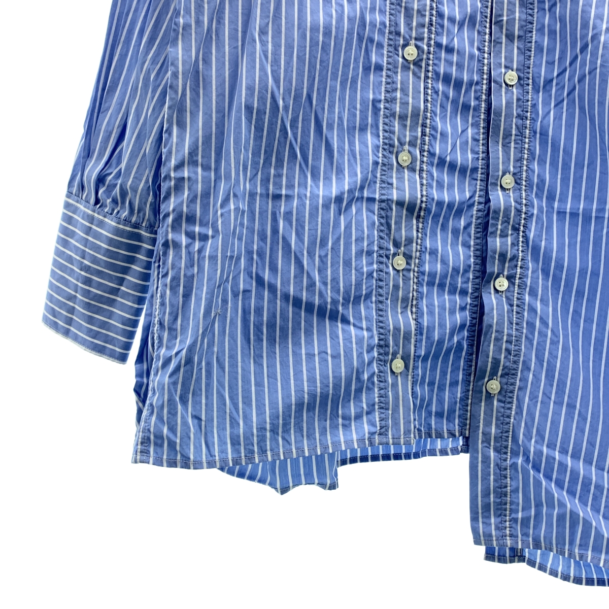 Rokh / ロック コットンストライプ アシンメトリー シャツ