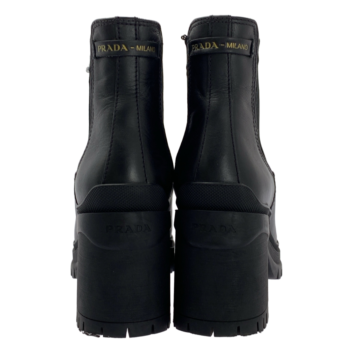 PRADA / プラダ レザー ロゴ サイドゴアヒールブーツ