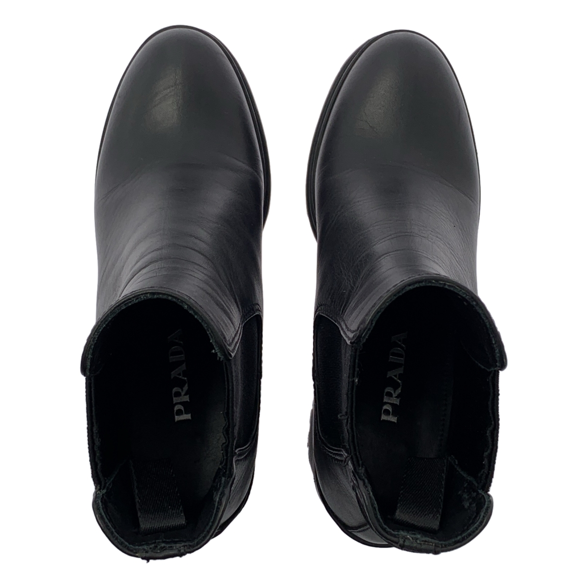 PRADA / プラダ レザー ロゴ サイドゴアヒールブーツ