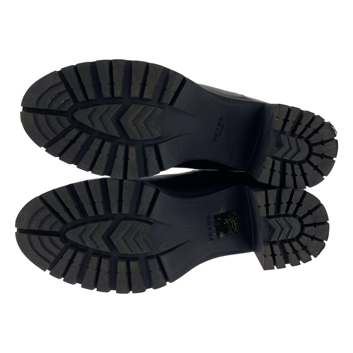 PRADA / プラダ レザー ロゴ サイドゴアヒールブーツ