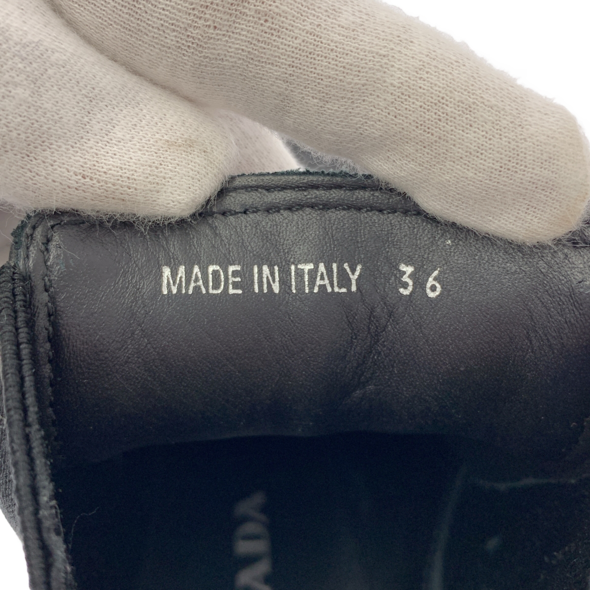 PRADA / プラダ レザー ロゴ サイドゴアヒールブーツ