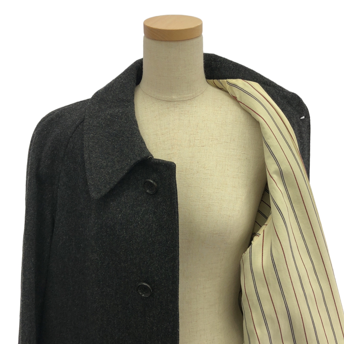 JUNYA WATANABE COMME des GARCONS / ジュンヤワタナベ ウール ナイロン 裏地ストライプ ツイード ステンカラー コート