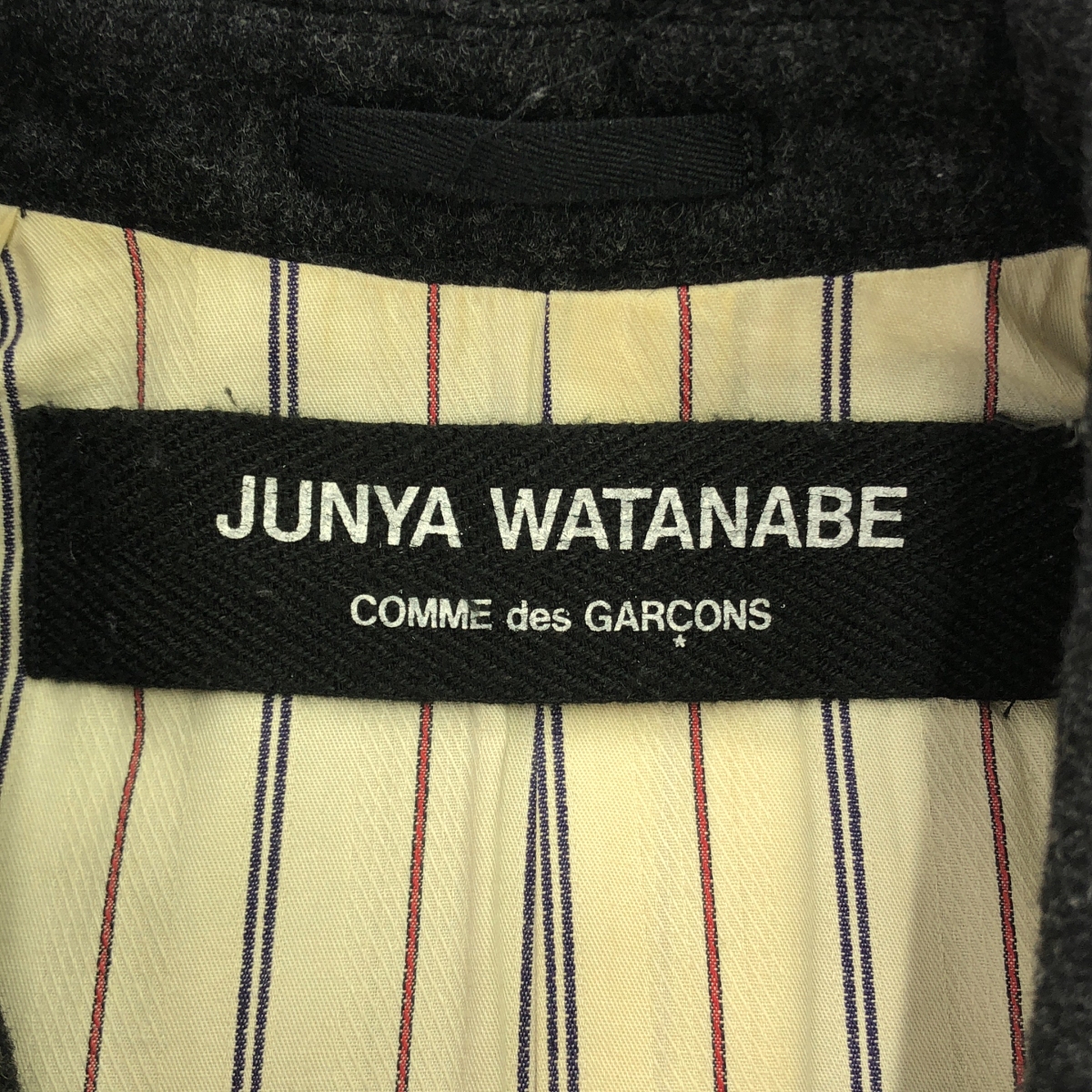 JUNYA WATANABE COMME des GARCONS / ジュンヤワタナベ ウール ナイロン 裏地ストライプ ツイード ステンカラー コート
