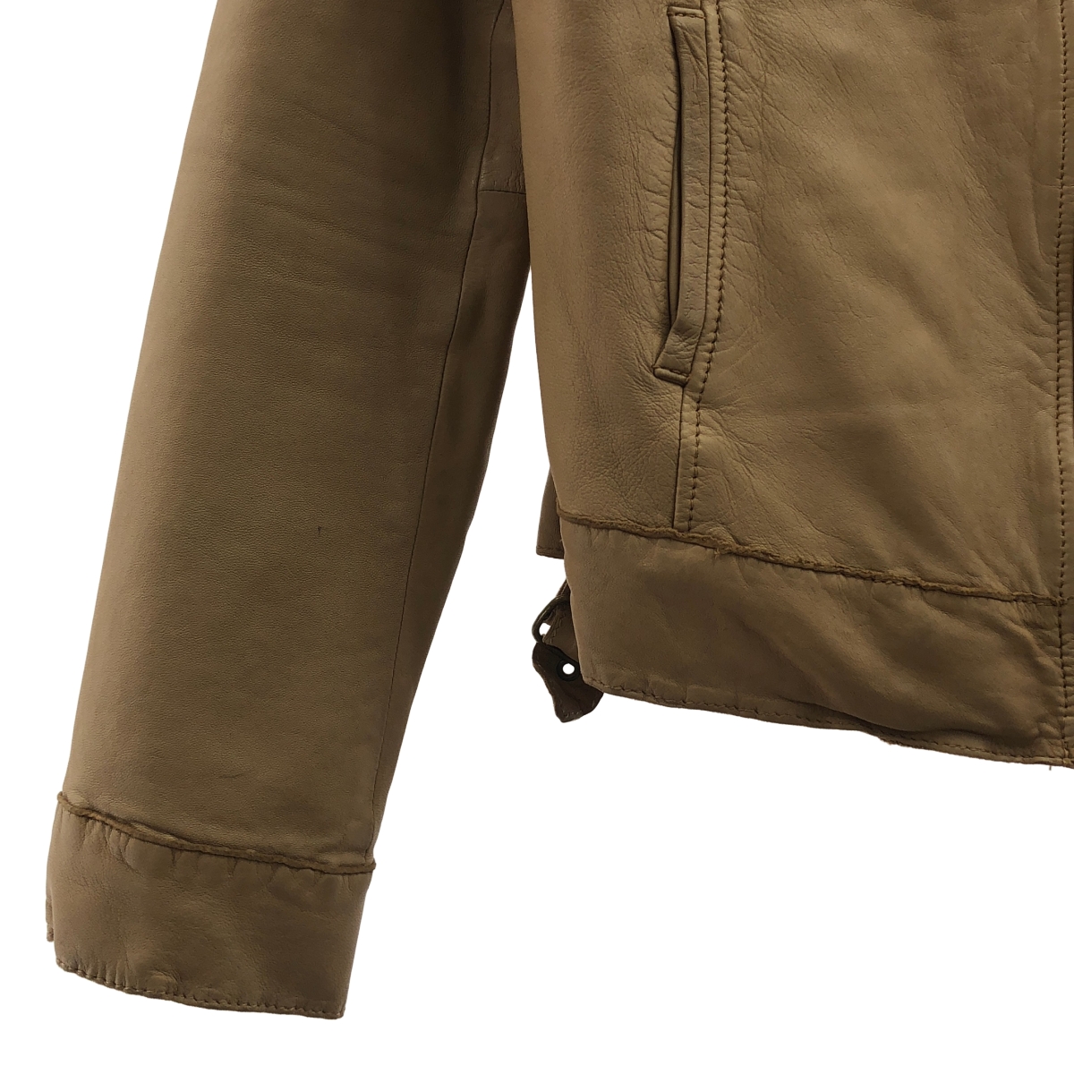 UNITED ARROWS / ユナイテッドアローズ 羊革 ラムレザー ノーカラージャケット ブルゾン / 総裏地