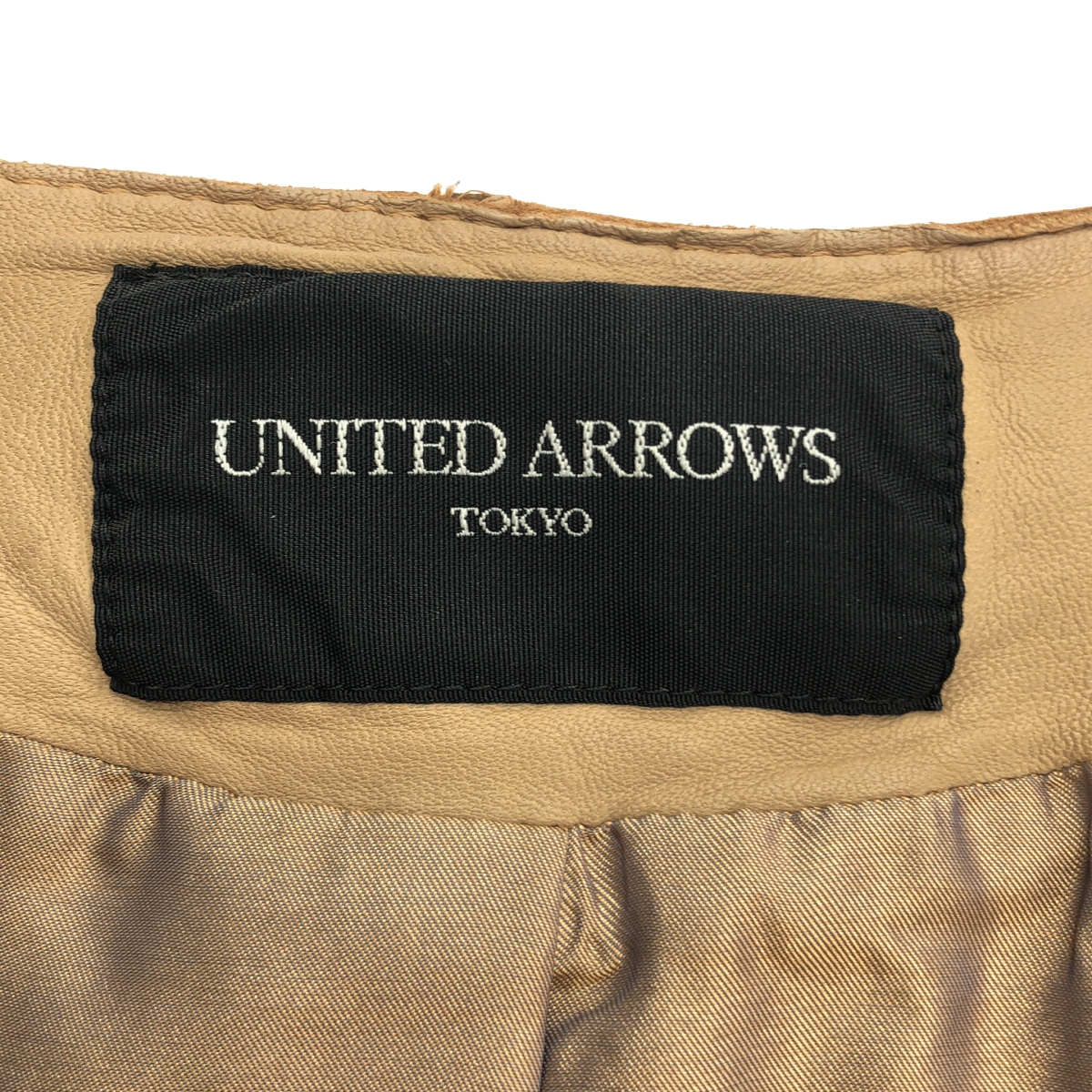 UNITED ARROWS / ユナイテッドアローズ 羊革 ラムレザー ノーカラージャケット ブルゾン / 総裏地