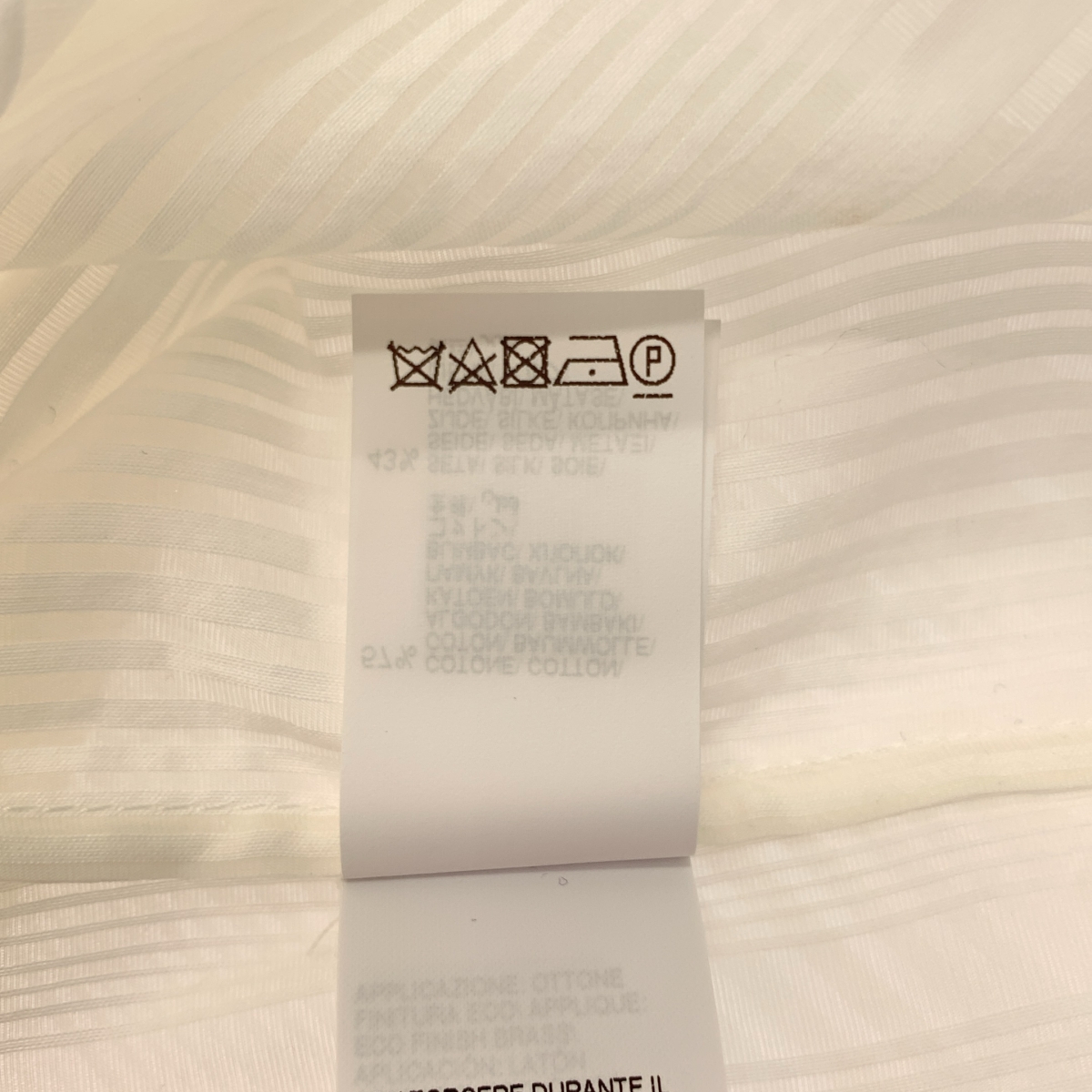 BRUNELLO CUCINELLI / ブルネロクチネリ コットン シルク ビジュー装飾 ストライプ バンドカラーシャツ