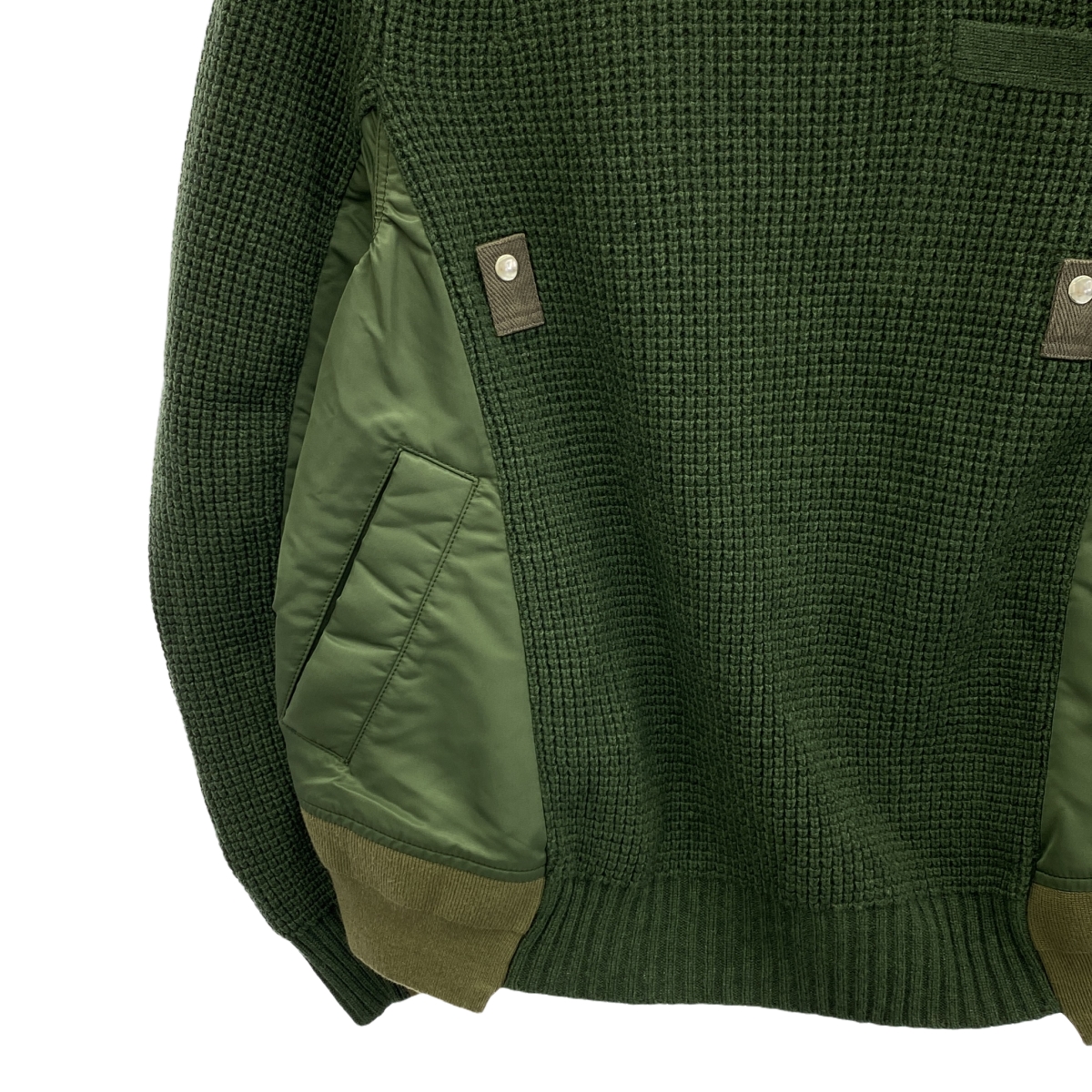 sacai / サカイ MA-1異素材 切替 ドッキング ワッフル ニット セーター