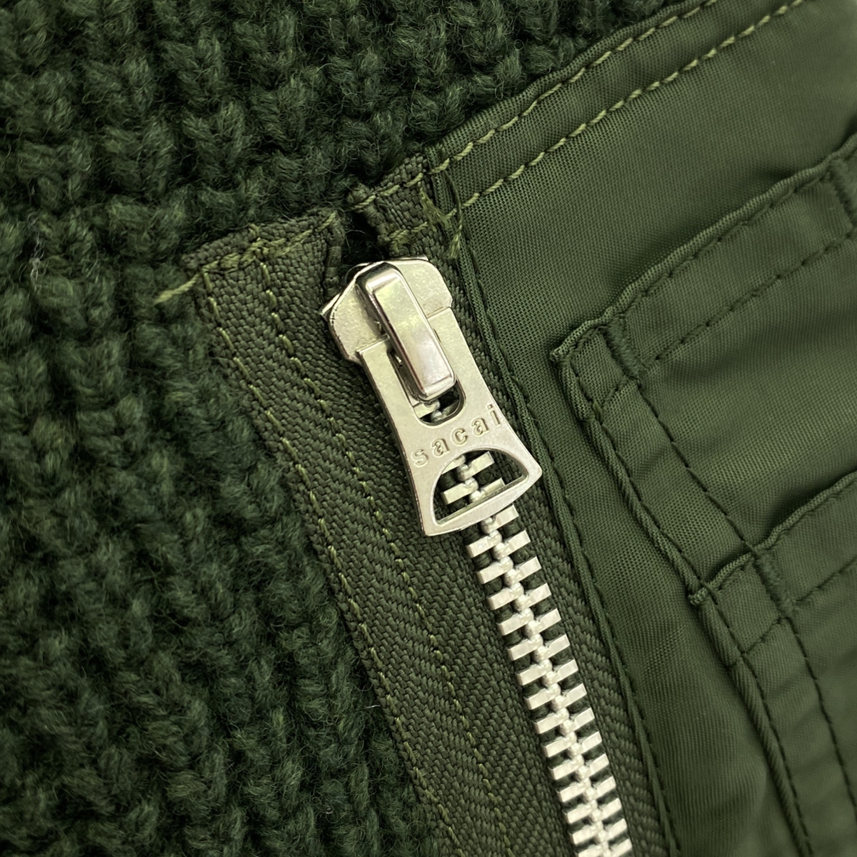 sacai / サカイ MA-1異素材 切替 ドッキング ワッフル ニット セーター