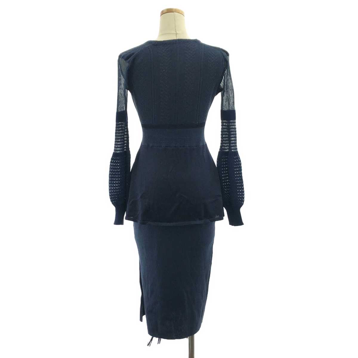 Mame Kurogouchi / マメクロゴウチ Mixed Rib Knit Peplum Dress リブニット Vネック ドレス ワンピース
