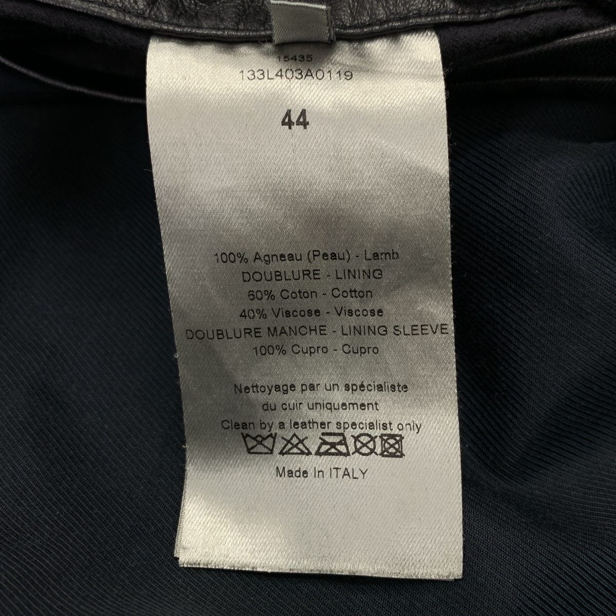 Dior homme / ディオールオム ラムレザー リブ切替 ハイネック ライダースジャケット