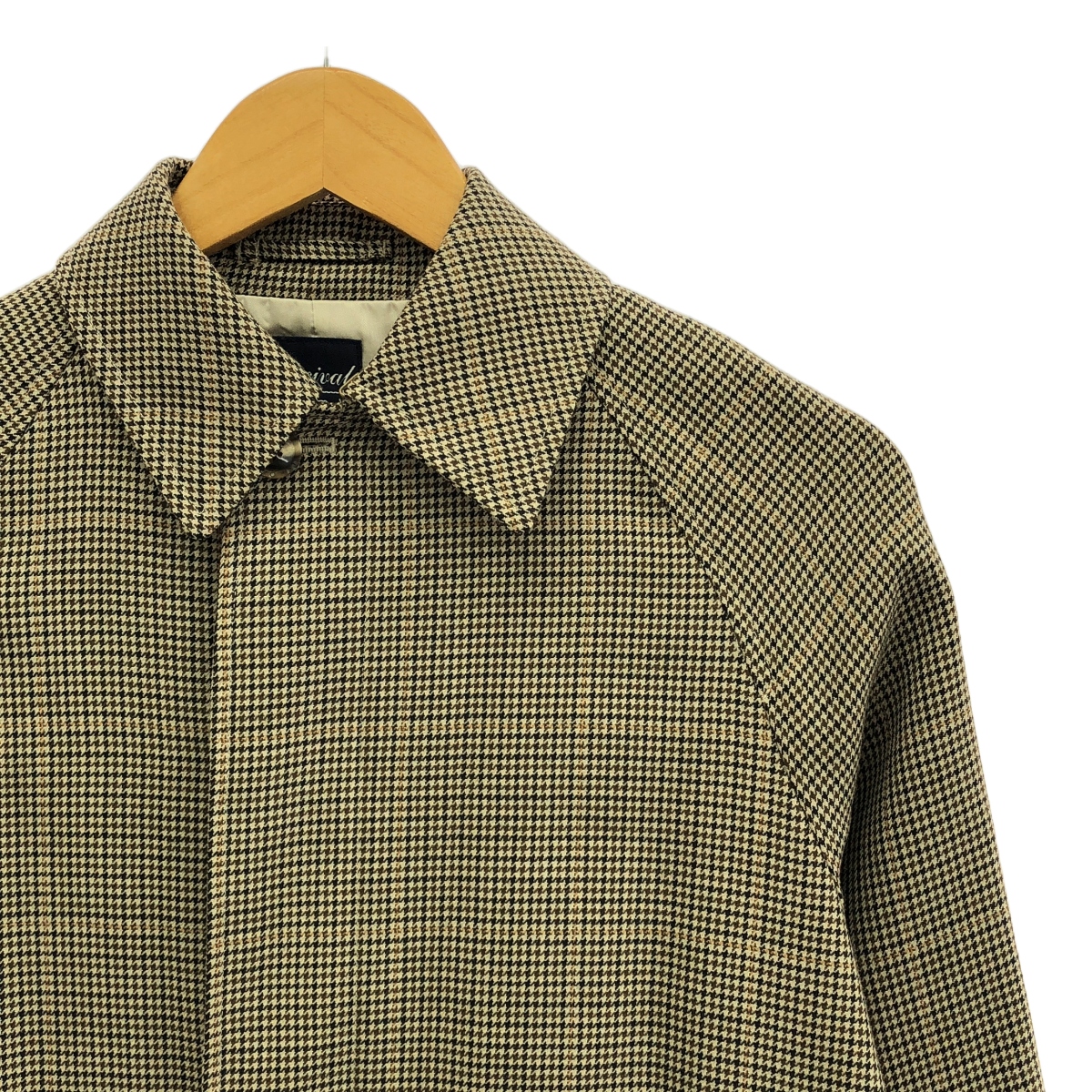 その他 千鳥格子 ウールプラッドステンカラーラグランコート