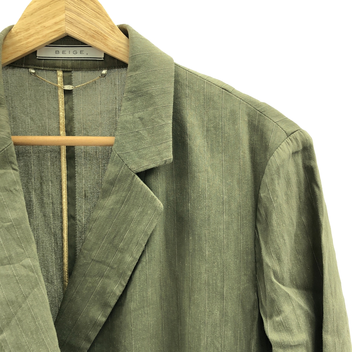 BEIGE， / ベイジ セットアップ リネン ストライプ ジャケット スラックス