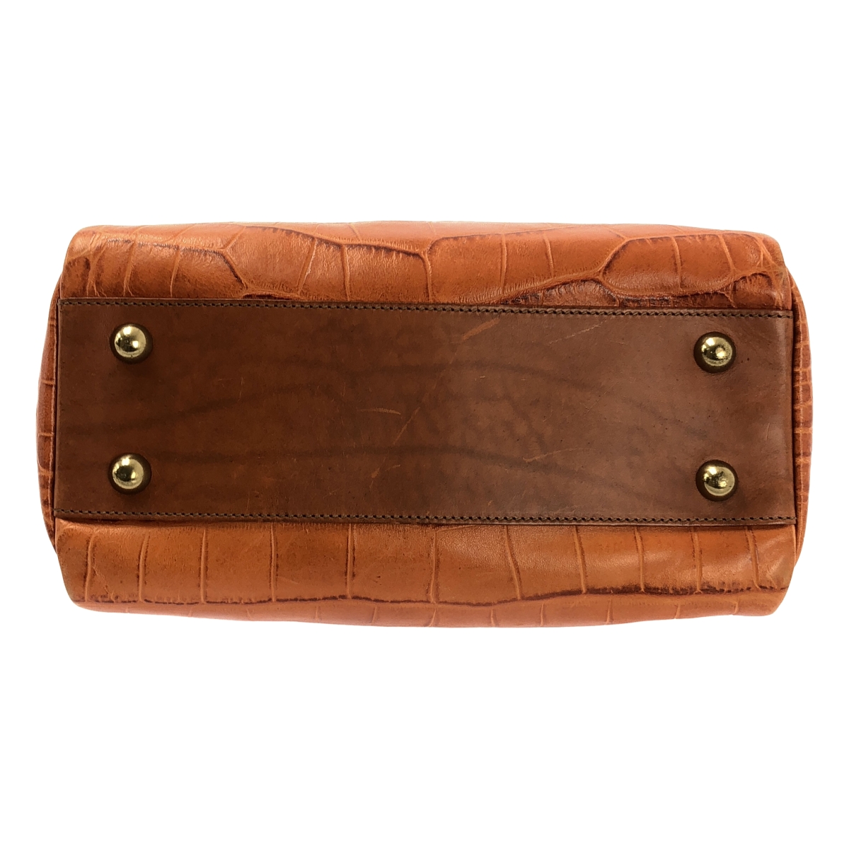 IL BISONTE / イルビゾンテ 2way ショルダー付き クロコ型押し ボストン ハンドバッグ