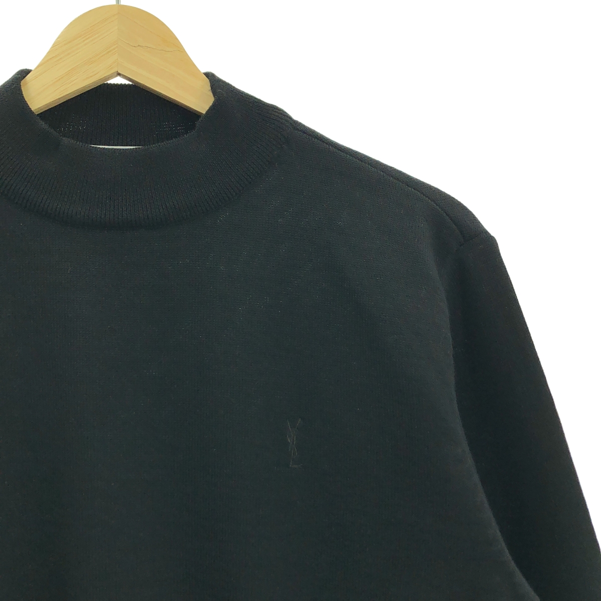 YVES SAINT LAURENT / イヴサンローラン カフスボタン ロゴ刺しゅう モックネック ニット